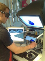 Medical ultrasound training simulator in operation