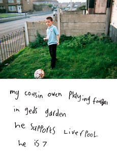 Photograph of a child playing football