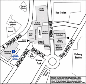 Local map of Sheffield Hallam University (City Campus)