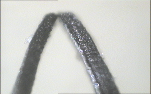 Gripper imaged with micro-camera