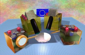Artist's impression of collaborating micro-robots