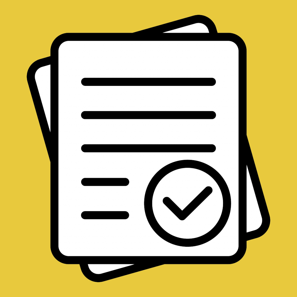 A visual element showing a document icon